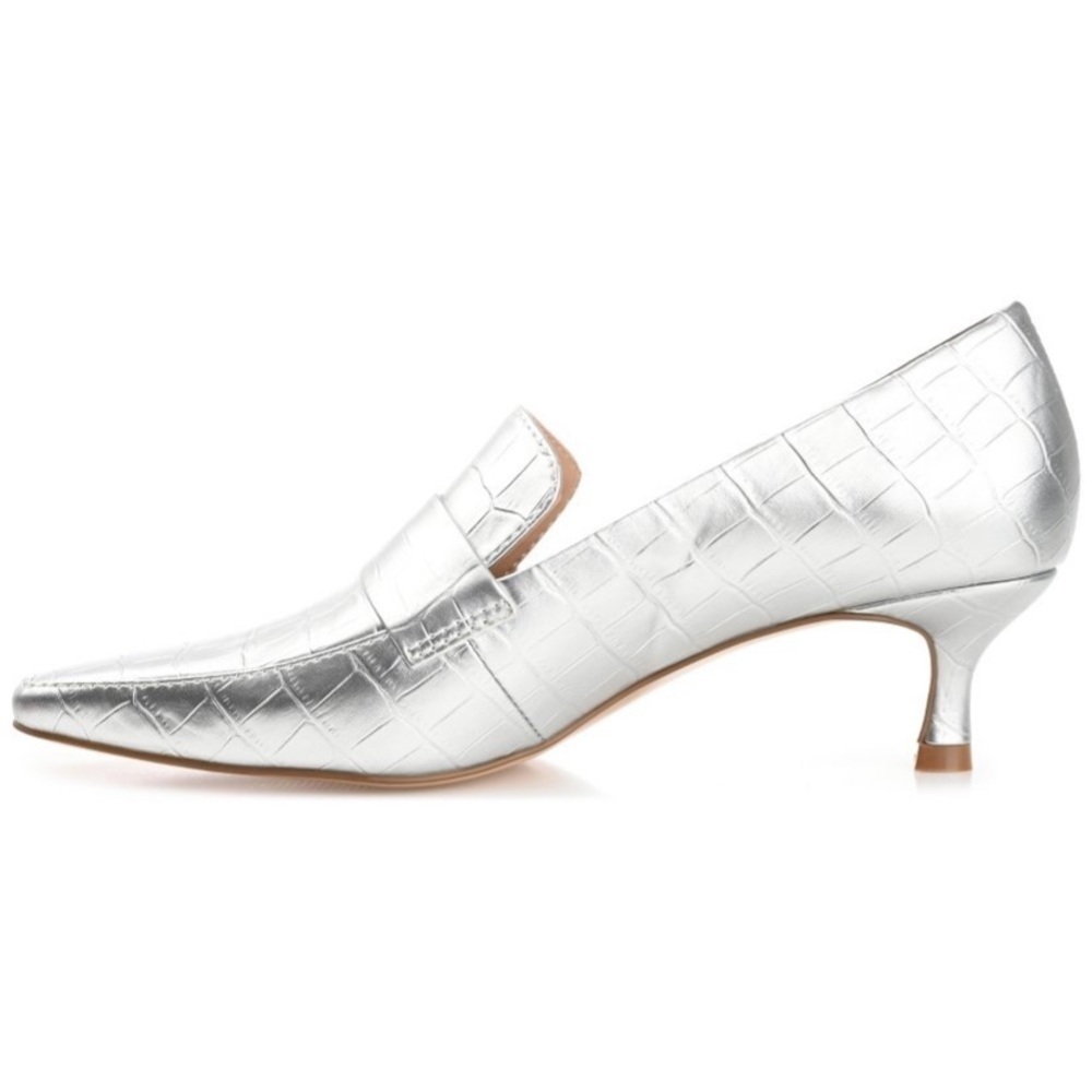 Journee Collection Women Celina Kitten
Heel Loafer Square Toe Pumps Silver new